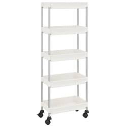 vidaXL 5-Tier Kitchen Trolley Iron and ABS Bathroom Serving Kart Multi Colours - white