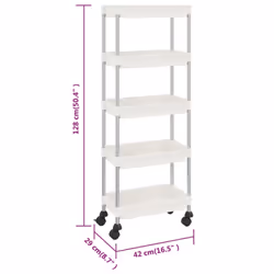 vidaXL 5-Tier Kitchen Trolley Iron and ABS Bathroom Serving Kart Multi Colours - white