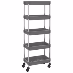 vidaXL 5-Tier Kitchen Trolley Iron and ABS Bathroom Serving Kart Multi Colours - grey