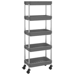 vidaXL 5-Tier Kitchen Trolley Iron and ABS Bathroom Serving Kart Multi Colours - grey