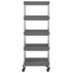 vidaXL 5-Tier Kitchen Trolley Iron and ABS Bathroom Serving Kart Multi Colours - grey
