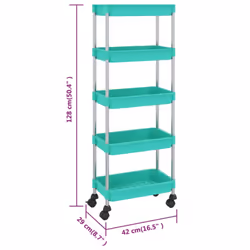 vidaXL 5-Tier Kitchen Trolley Turquoise Iron and ABS Bathroom Serving Kart - Additional view 6