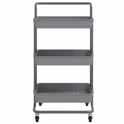 vidaXL 3-Tier Kitchen Trolley Grey Iron and ABS Bathroom Serving Cart Trolley
