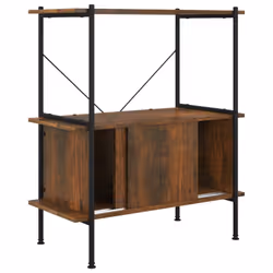 ) vidaXL Shelving Unit with Cabinet Display Shelf Steel and Engineered Wood - Dark brown and black, 80 x 40 x 92 cm (W x D x H - Additional view 2