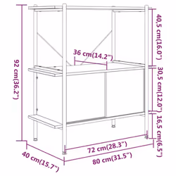 ) vidaXL Shelving Unit with Cabinet Display Shelf Steel and Engineered Wood - Dark brown and black, 80 x 40 x 92 cm (W x D x H - Additional view 3