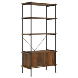 ) vidaXL Shelving Unit with Cabinet Display Shelf Steel and Engineered Wood - Dark brown and black, 80 x 40 x 163 cm (W x D x H