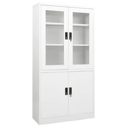 vidaXL Office Cabinet White Steel Home Filing File Storage Cabinet Lockers