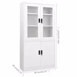 vidaXL Office Cabinet White Steel Home Filing File Storage Cabinet Lockers