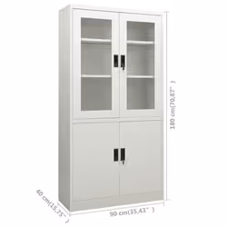 vidaXL Office Cabinet Light Grey Steel Home Filing File Storage Cabinet Locker - Additional view 5