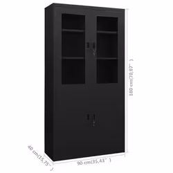 vidaXL Office Cabinet Black Steel Home Filing File Storage Cabinet Lockers - Additional view 7