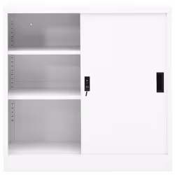 vidaXL Office Cabinet with Sliding Door White Steel File Side Storage Cabinet