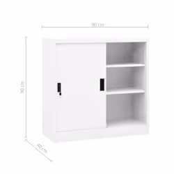 vidaXL Office Cabinet with Sliding Door White Steel File Side Storage Cabinet - Additional view 7