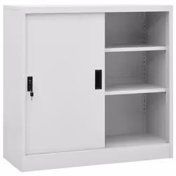 vidaXL Office Cabinet with Sliding Door Light Grey Steel Side Storage Cabinet