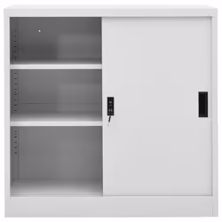 vidaXL Office Cabinet with Sliding Door Light Grey Steel Side Storage Cabinet