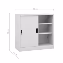 vidaXL Office Cabinet with Sliding Door Light Grey Steel Side Storage Cabinet - Additional view 7