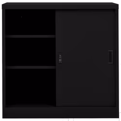 vidaXL Office Cabinet with Sliding Door Black Steel File Side Storage Cabinet