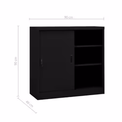 vidaXL Office Cabinet with Sliding Door Black Steel File Side Storage Cabinet - Additional view 7