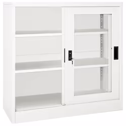 vidaXL Sliding Door Cabinet White Steel Office Side Filing Storage Cabinet - Additional view 6