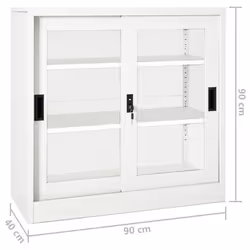 vidaXL Sliding Door Cabinet White Steel Office Side Filing Storage Cabinet - Additional view 8