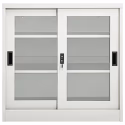 vidaXL Sliding Door Cabinet Light Grey Steel Office Side File Storage Cabinet