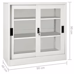 vidaXL Sliding Door Cabinet Light Grey Steel Office Side File Storage Cabinet - Additional view 8