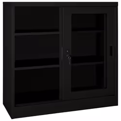 vidaXL Sliding Door Cabinet Black Steel Office Side Filing Storage Cabinet - Additional view 6