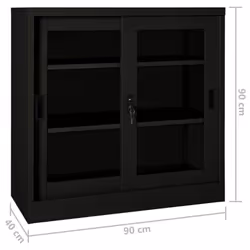 vidaXL Sliding Door Cabinet Black Steel Office Side Filing Storage Cabinet - Additional view 8