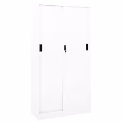 vidaXL Office Cabinet with Sliding Door White Steel Filing Storage Cabinet