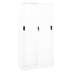 vidaXL Office Cabinet with Sliding Door White Steel Filing Storage Cabinet