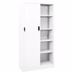 vidaXL Office Cabinet with Sliding Door White Steel Filing Storage Cabinet