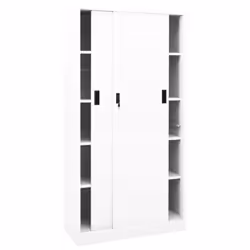 vidaXL Office Cabinet with Sliding Door White Steel Filing Storage Cabinet