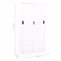 vidaXL Office Cabinet with Sliding Door White Steel Filing Storage Cabinet - Additional view 8