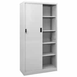 vidaXL Office Cabinet with Sliding Door Light Grey Steel Filing Side Cabinet