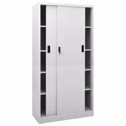 vidaXL Office Cabinet with Sliding Door Light Grey Steel Filing Side Cabinet
