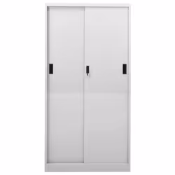 vidaXL Office Cabinet with Sliding Door Light Grey Steel Filing Side Cabinet - Additional view 4