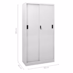 vidaXL Office Cabinet with Sliding Door Light Grey Steel Filing Side Cabinet - Additional view 8