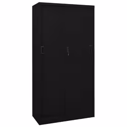 vidaXL Office Cabinet with Sliding Door Black Steel Filing Storage Cabinet