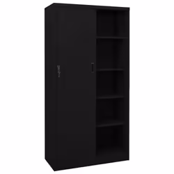 vidaXL Office Cabinet with Sliding Door Black Steel Filing Storage Cabinet