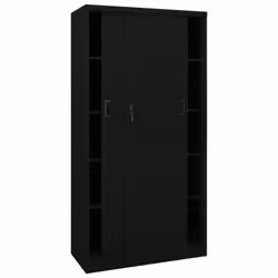 vidaXL Office Cabinet with Sliding Door Black Steel Filing Storage Cabinet