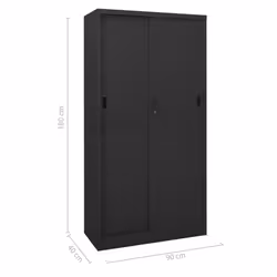 vidaXL Office Cabinet with Sliding Door Anthracite Steel Filing Side Cabinet - Additional view 8