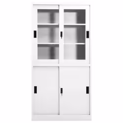 vidaXL Office Cabinet with Sliding Door White Steel Filing Storage Cabinet
