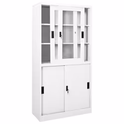 vidaXL Office Cabinet with Sliding Door White Steel Filing Storage Cabinet - Additional view 5