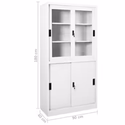 vidaXL Office Cabinet with Sliding Door White Steel Filing Storage Cabinet - Additional view 7