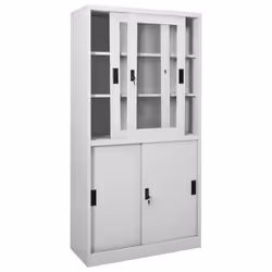 vidaXL Office Cabinet with Sliding Door Light Grey Steel File Storage Cabinet - Additional view 5