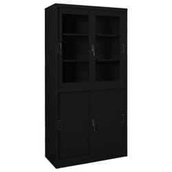 vidaXL Office Cabinet with Sliding Door Black Steel Filing Storage Cabinet