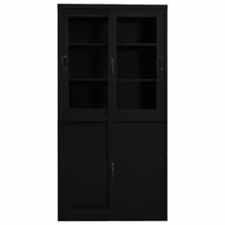 vidaXL Office Cabinet with Sliding Door Black Steel Filing Storage Cabinet