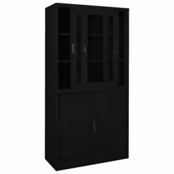 vidaXL Office Cabinet with Sliding Door Black Steel Filing Storage Cabinet - Additional view 5