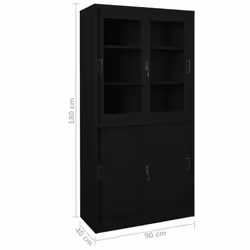 vidaXL Office Cabinet with Sliding Door Black Steel Filing Storage Cabinet - Additional view 7