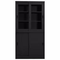 vidaXL Office Cabinet with Sliding Door Anthracite Steel File Storage Cabinet