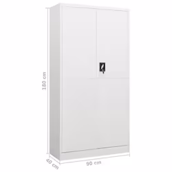 vidaXL Locker Cabinet White Steel Office Furniture Storage Organiser Wardrobe - Additional view 7